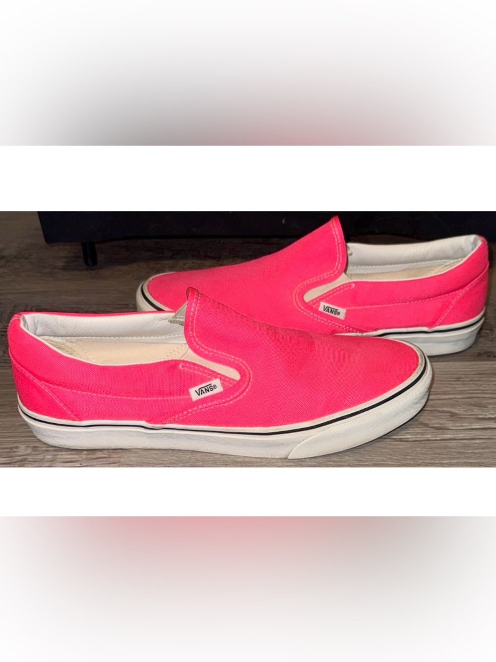 Men's Neon Pink Vans Slip-on Classic Canvas Sneakers Size 10.5